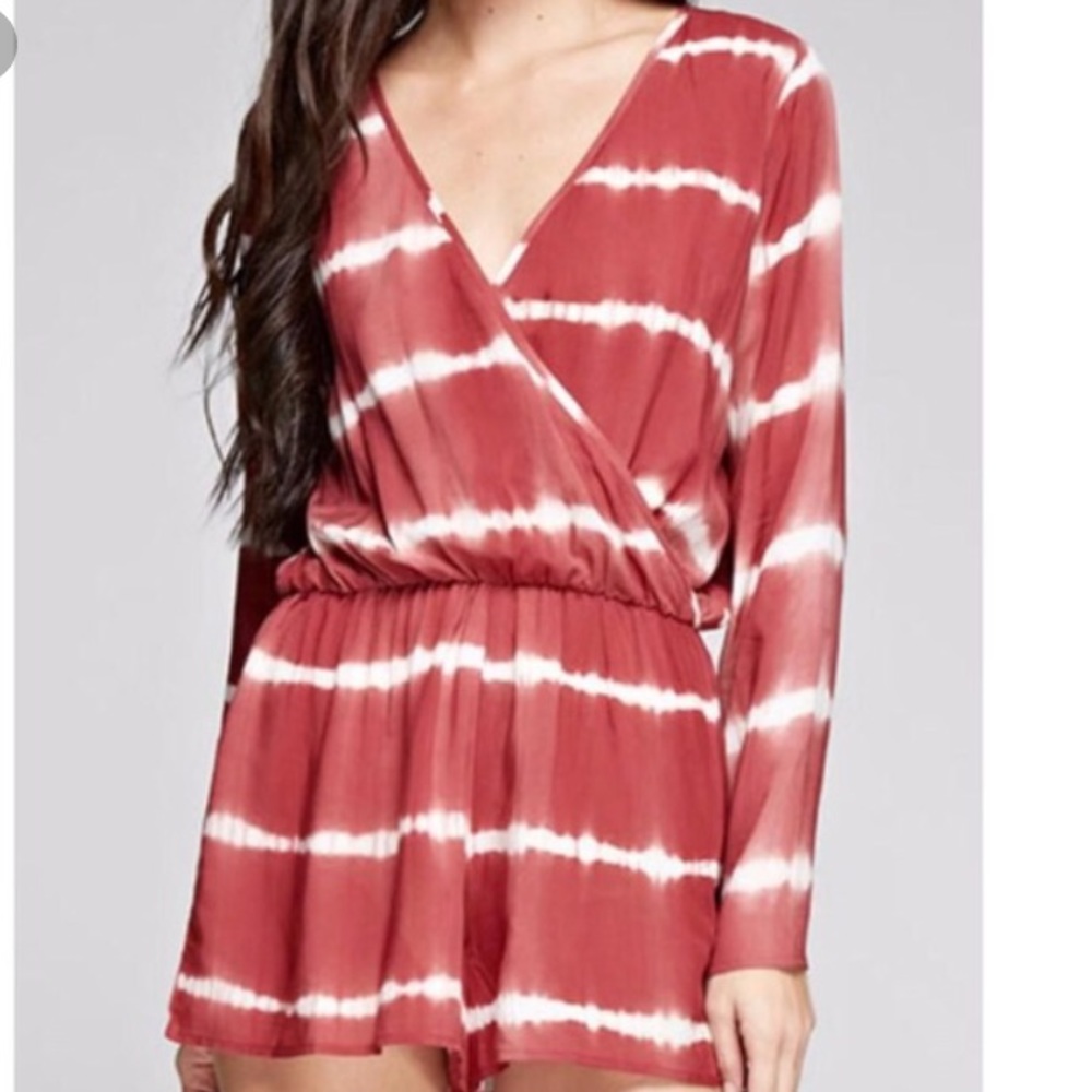 Red tie dye romper